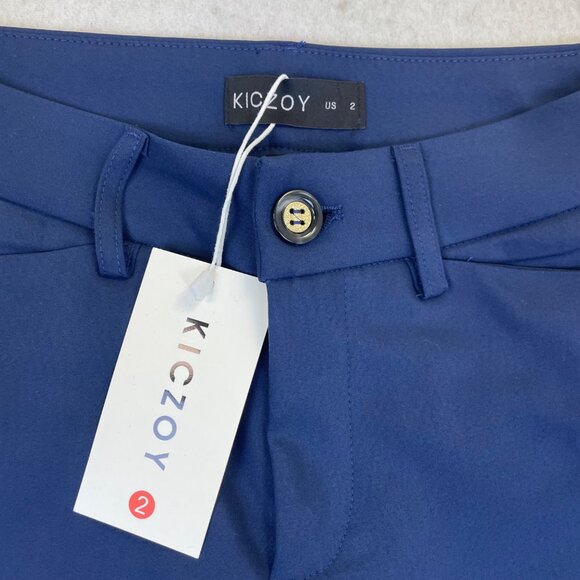 Kiczoy Womens Blue Viscose-Blend Flared Dress Pants Size 2 - New - Picture 3 of 6